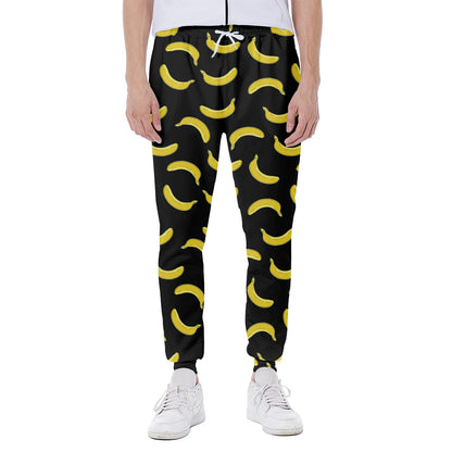 Black And Yellow Banana Pattern Print Scuba Joggers