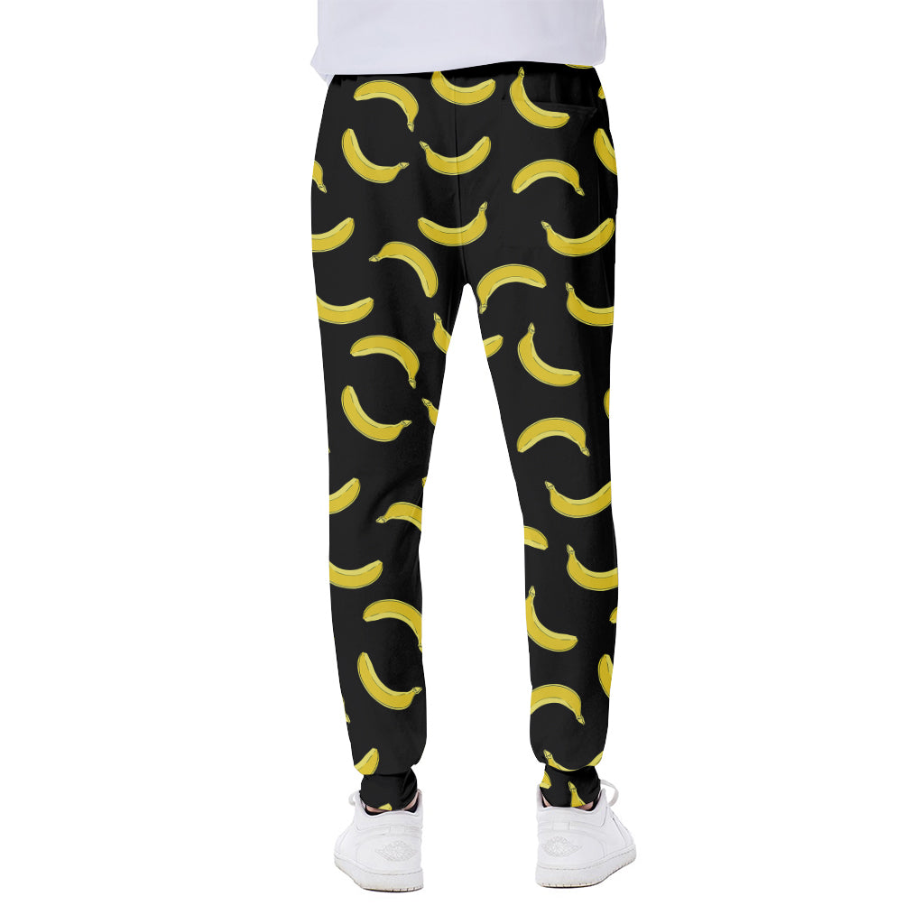 Black And Yellow Banana Pattern Print Scuba Joggers