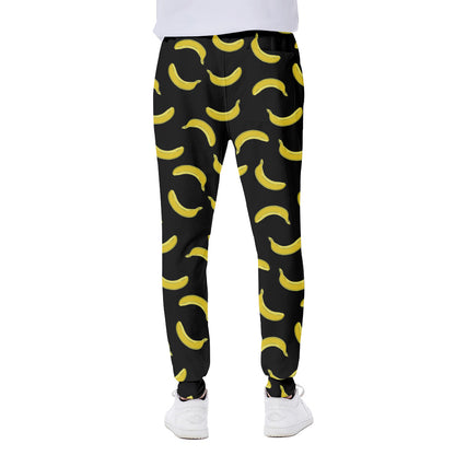Black And Yellow Banana Pattern Print Scuba Joggers