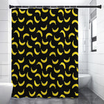 Black And Yellow Banana Pattern Print Shower Curtain