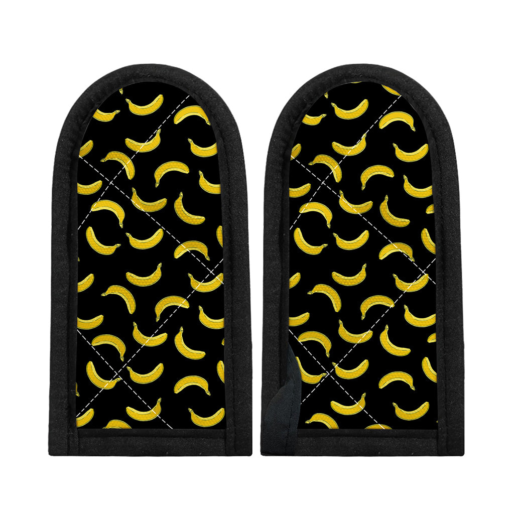 Black And Yellow Banana Pattern Print Skillet Handle Cover