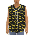 Black And Yellow Banana Pattern Print Sleeveless Baseball Jersey