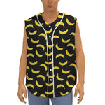 Black And Yellow Banana Pattern Print Sleeveless Baseball Jersey