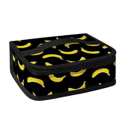Black And Yellow Banana Pattern Print Small Lunch Bag