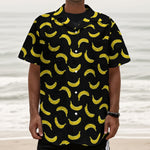 Black And Yellow Banana Pattern Print Textured Short Sleeve Shirt
