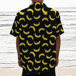 Black And Yellow Banana Pattern Print Textured Short Sleeve Shirt