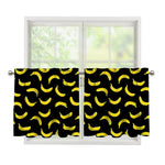 Black And Yellow Banana Pattern Print Tier Curtains