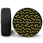Black And Yellow Banana Pattern Print Tire Cover With Camera Hole