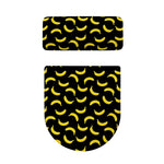 Black And Yellow Banana Pattern Print Toilet Lid And Tank Cover Set