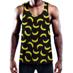 Black And Yellow Banana Pattern Print Training Tank Top