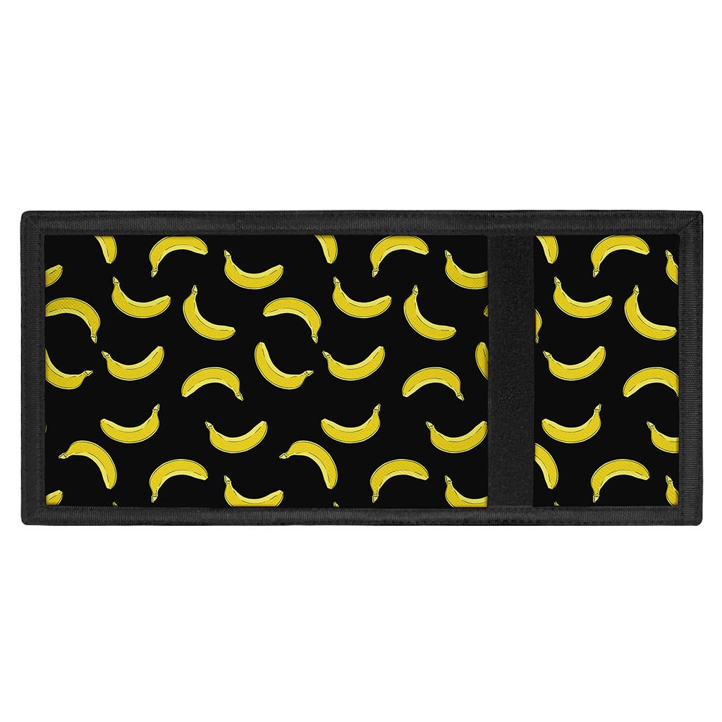 Black And Yellow Banana Pattern Print Trifold Wallet