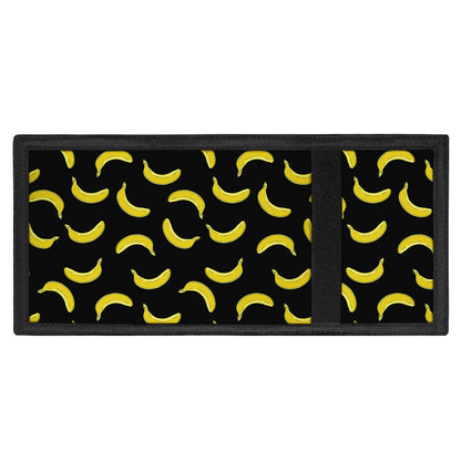 Black And Yellow Banana Pattern Print Trifold Wallet