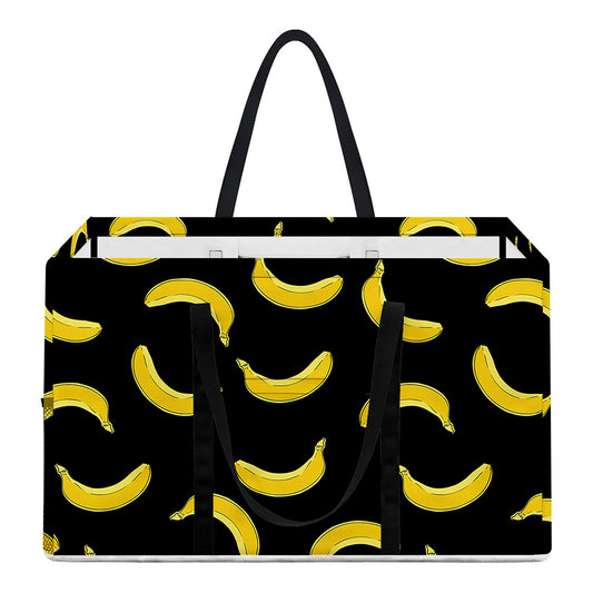 Black And Yellow Banana Pattern Print Utility Tote Bag