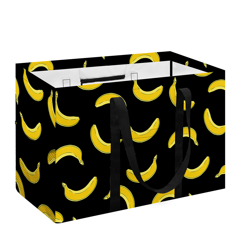 Black And Yellow Banana Pattern Print Utility Tote Bag