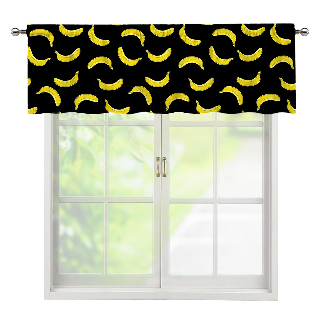 Black And Yellow Banana Pattern Print Window Valance