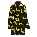 Black And Yellow Banana Pattern Print Women's Bathrobe