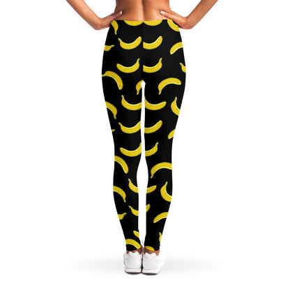 Black And Yellow Banana Pattern Print Women's Leggings