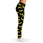 Black And Yellow Banana Pattern Print Women's Leggings