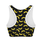 Black And Yellow Banana Pattern Print Women's Sports Bra