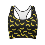 Black And Yellow Banana Pattern Print Women's Sports Bra