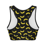 Black And Yellow Banana Pattern Print Women's Sports Bra