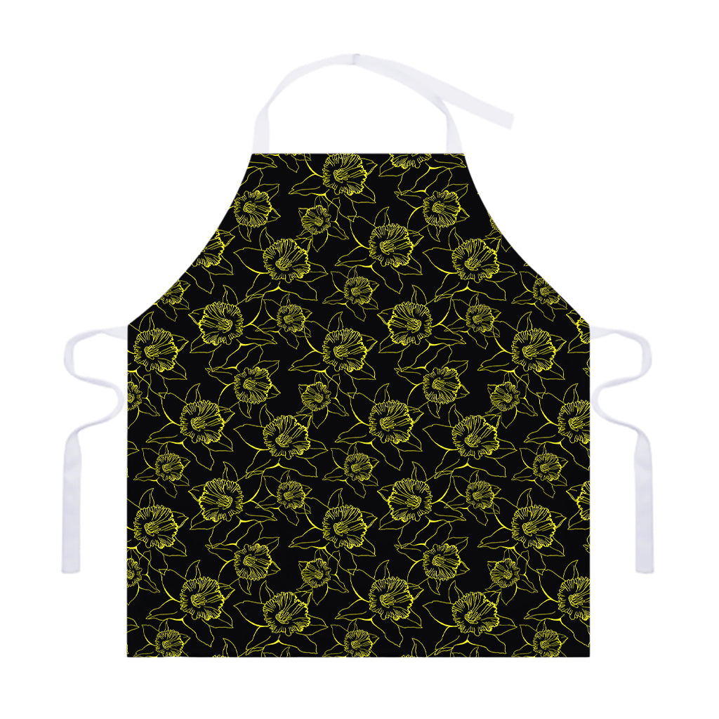 Black And Yellow Daffodil Pattern Print Adjustable Apron