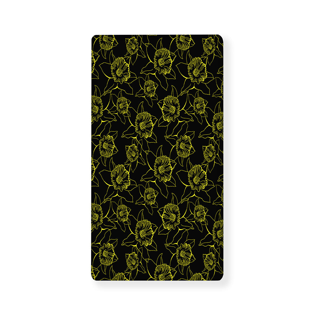 Black And Yellow Daffodil Pattern Print Baby Crib Sheet