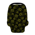 Black And Yellow Daffodil Pattern Print Baby Seat Cover
