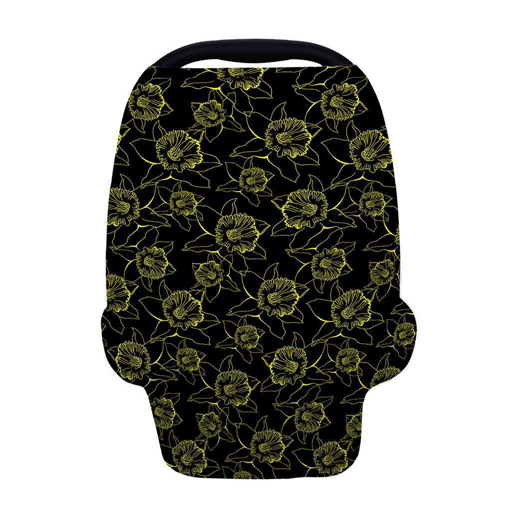 Black And Yellow Daffodil Pattern Print Baby Seat Cover