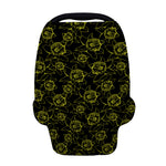 Black And Yellow Daffodil Pattern Print Baby Seat Cover