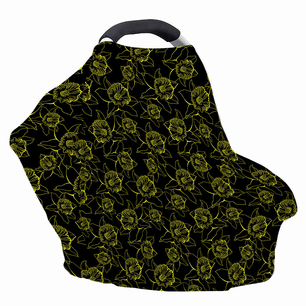 Black And Yellow Daffodil Pattern Print Baby Seat Cover