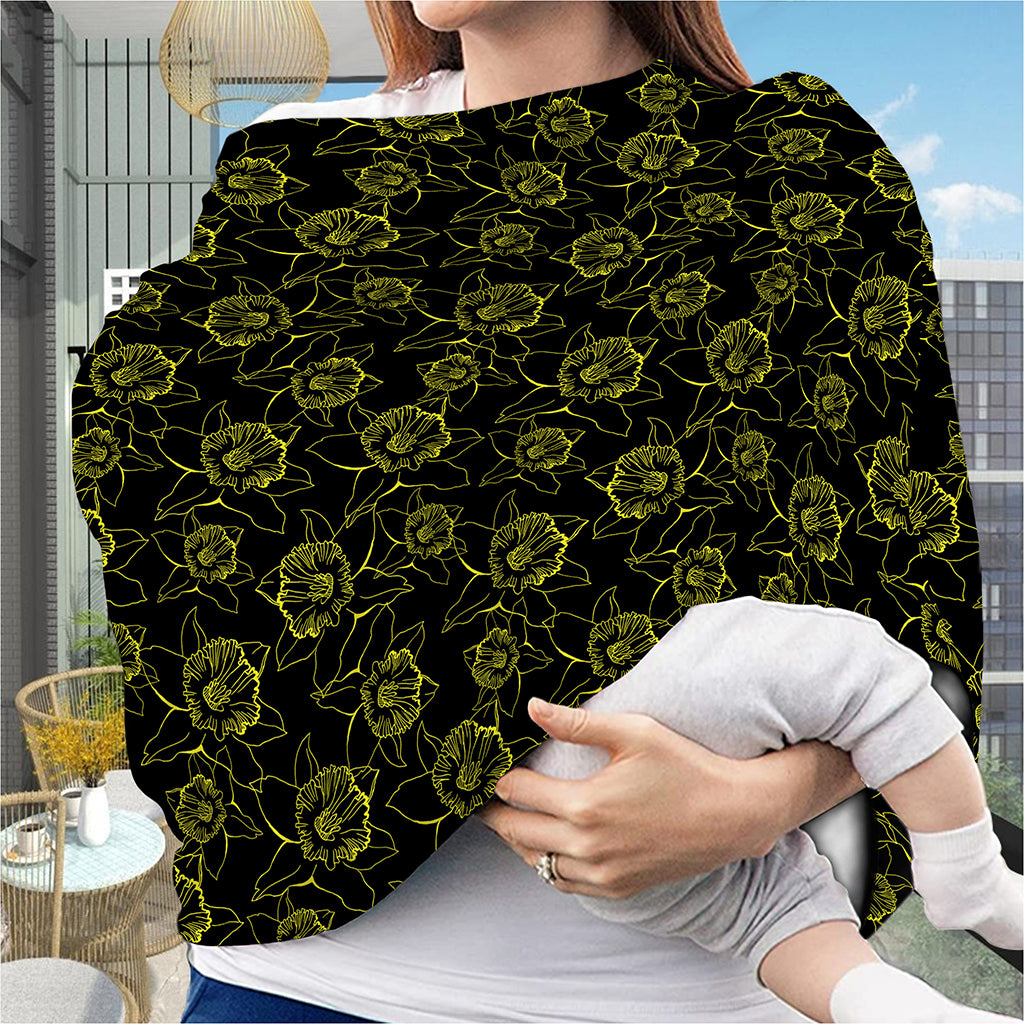 Black And Yellow Daffodil Pattern Print Baby Seat Cover