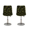 Black And Yellow Daffodil Pattern Print Bar Stool Covers