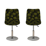 Black And Yellow Daffodil Pattern Print Bar Stool Covers