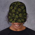 Black And Yellow Daffodil Pattern Print Baseball Cap