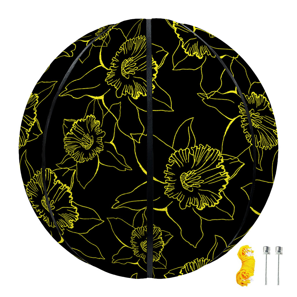 Black And Yellow Daffodil Pattern Print Basketball