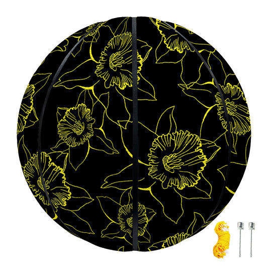 Black And Yellow Daffodil Pattern Print Basketball