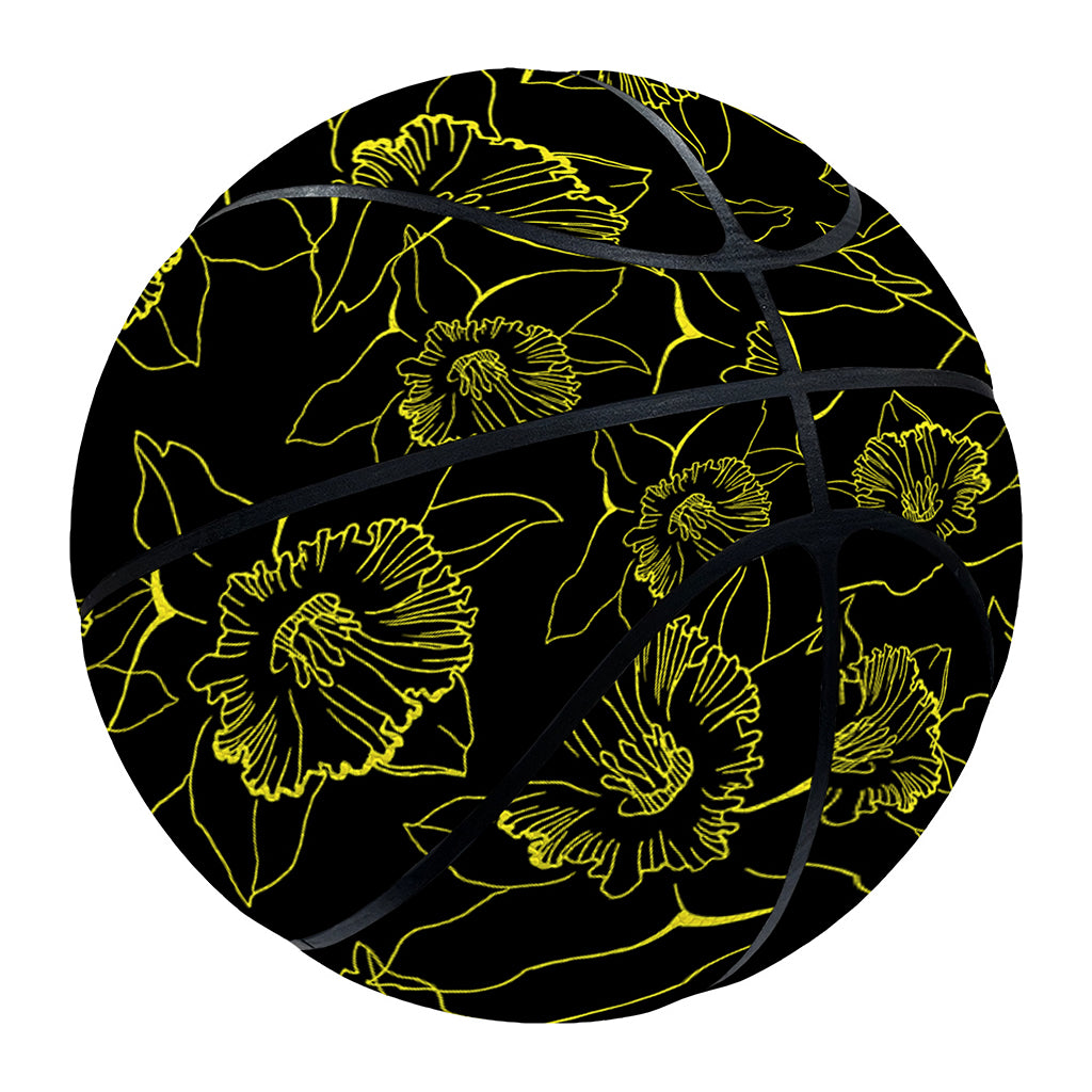 Black And Yellow Daffodil Pattern Print Basketball