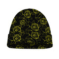Black And Yellow Daffodil Pattern Print Beanie