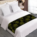Black And Yellow Daffodil Pattern Print Bed Runner