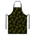 Black And Yellow Daffodil Pattern Print Bib Apron With Pocket