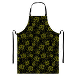 Black And Yellow Daffodil Pattern Print Bib Apron With Pocket