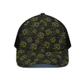 Black And Yellow Daffodil Pattern Print Black Mesh Trucker Hat