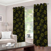 Black And Yellow Daffodil Pattern Print Blackout Grommet Curtains