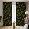 Black And Yellow Daffodil Pattern Print Dimout Pencil Pleat Curtains