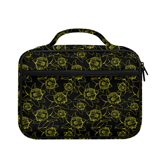 Black And Yellow Daffodil Pattern Print Briefcase Bible Bag