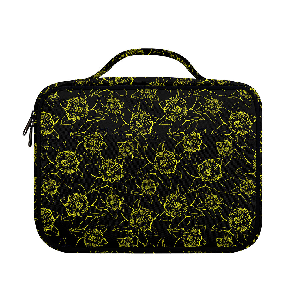 Black And Yellow Daffodil Pattern Print Briefcase Bible Bag