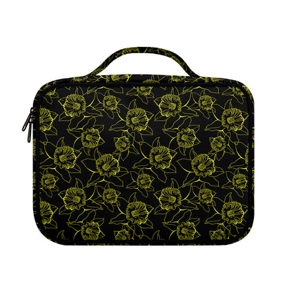 Black And Yellow Daffodil Pattern Print Briefcase Bible Bag