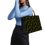 Black And Yellow Daffodil Pattern Print Canvas Tote Bag