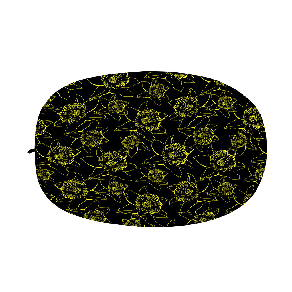 Black And Yellow Daffodil Pattern Print Car Side Mirror Covers